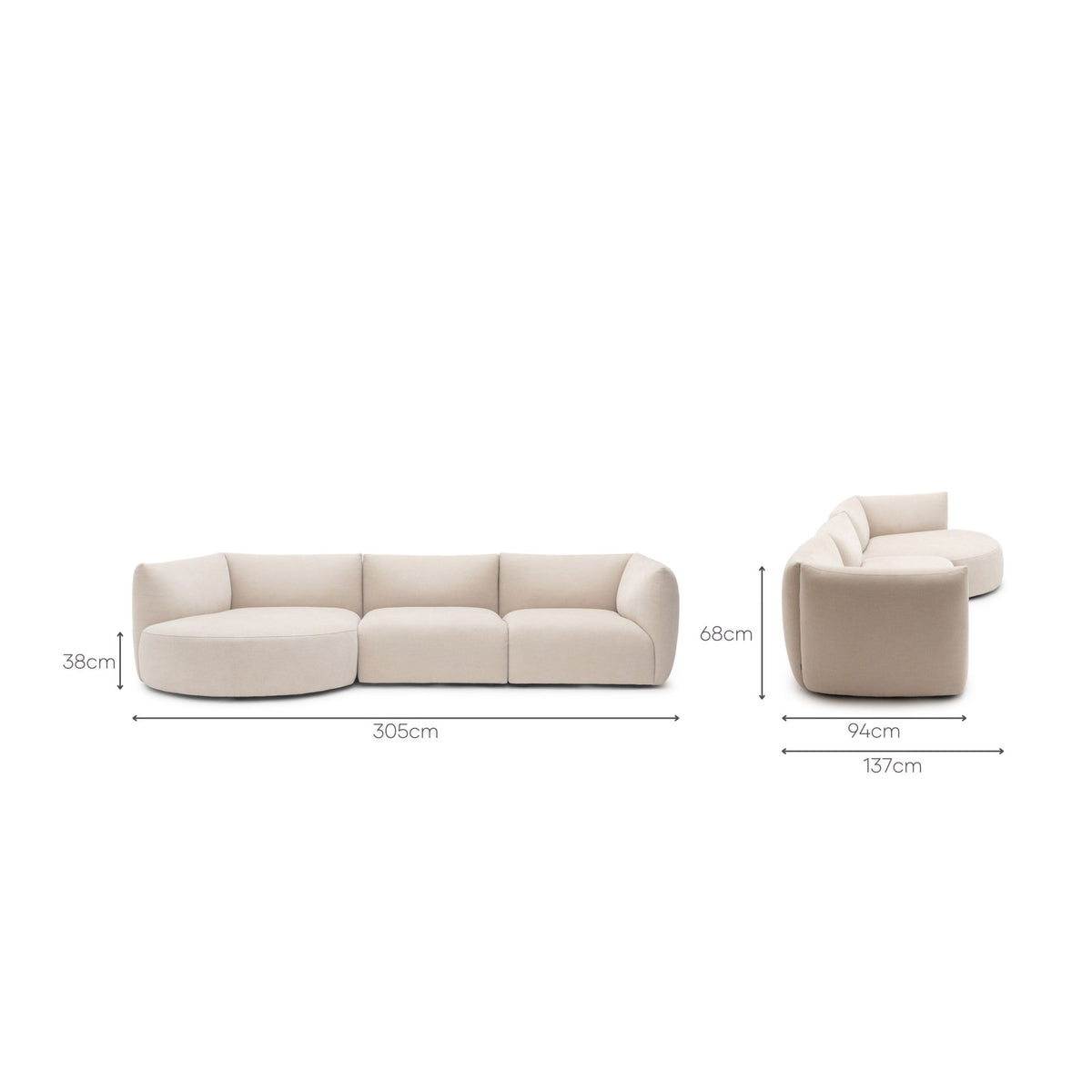 Slipper Lounge Closed Sofa - Bleached Sand - Sofa Natadora Loom Collection Dubai