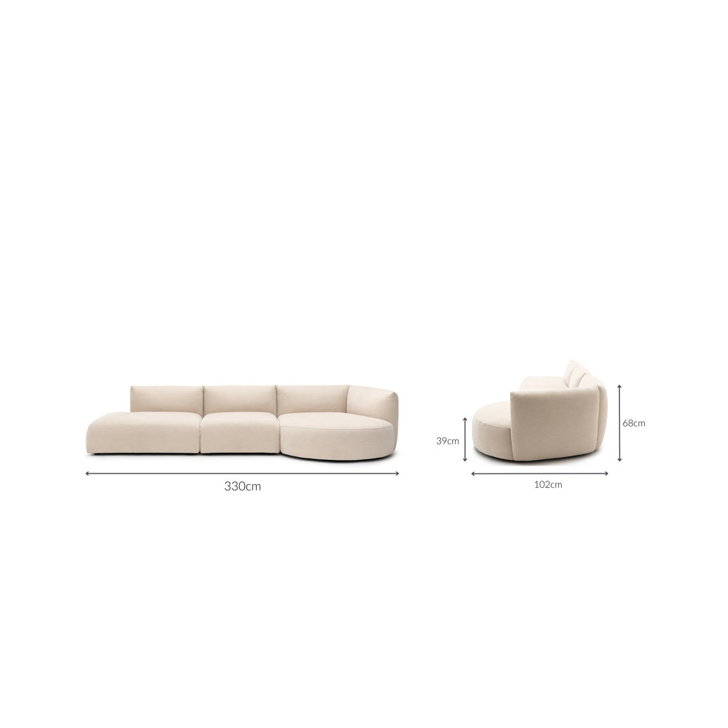 Slipper Lounge Open Sofa - Bleached Sand