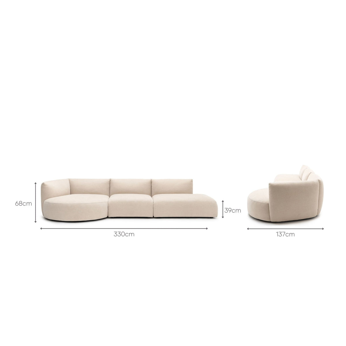 Slipper Lounge Open Sofa - Bleached Sand - Sofa Natadora Loom Collection Dubai