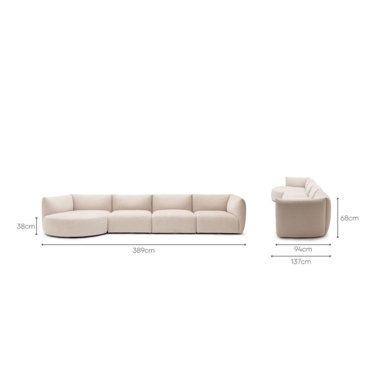 Slipper Modular Sofa - Bleached Sand - Sofa Natadora Loom Collection Dubai