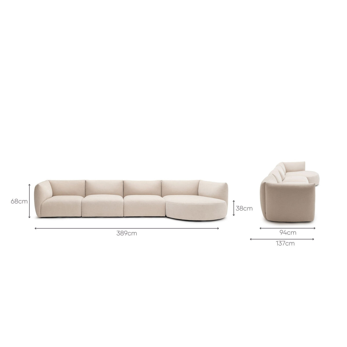 Slipper Modular Sofa - Bleached Sand - Sofa Natadora Loom Collection Dubai