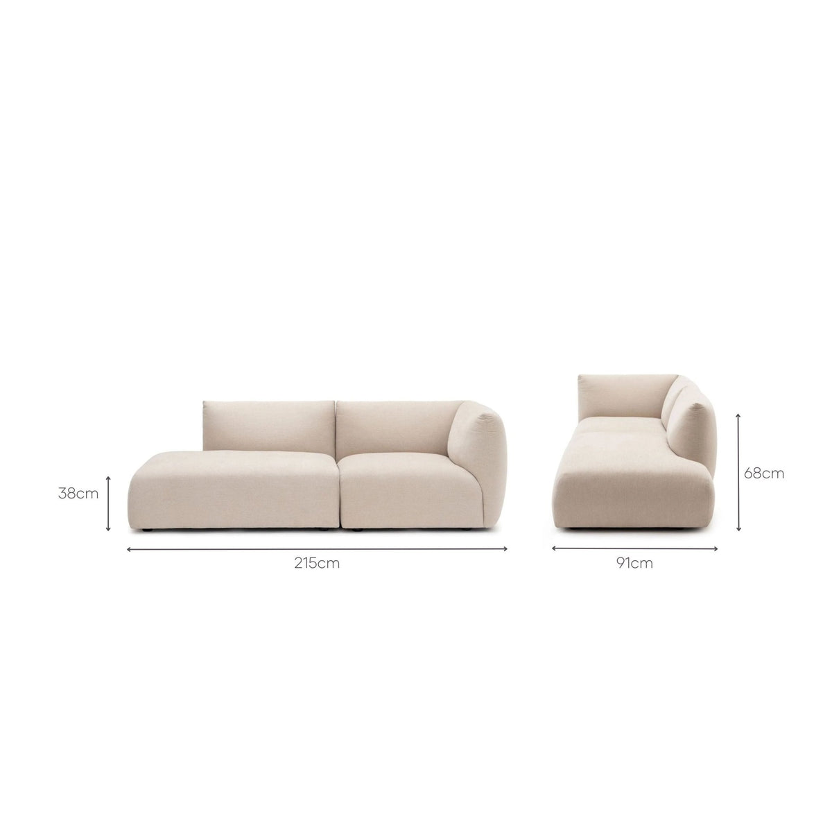 Slipper Small Open Sofa - Bleached Sand - Sofa Natadora Loom Collection Dubai