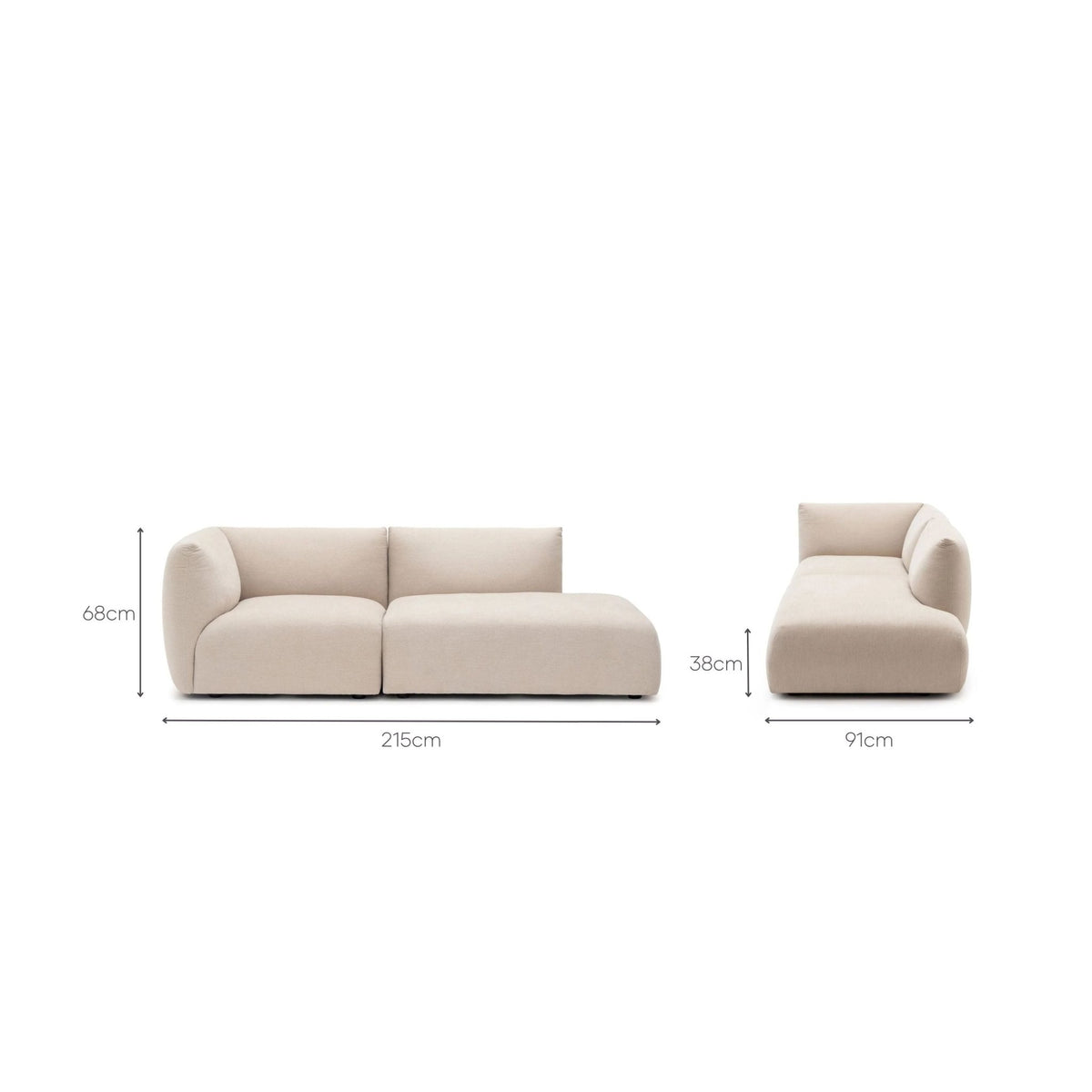 Slipper Small Open Sofa - Bleached Sand - Sofa Natadora Loom Collection Dubai