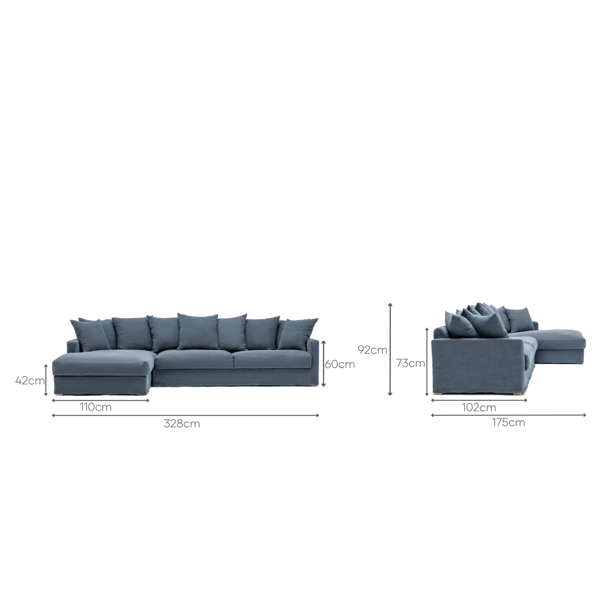 Sloopy L-Shaped Sofa - Asa Ink - Sectional Sofas Tolv Loom Collection Dubai