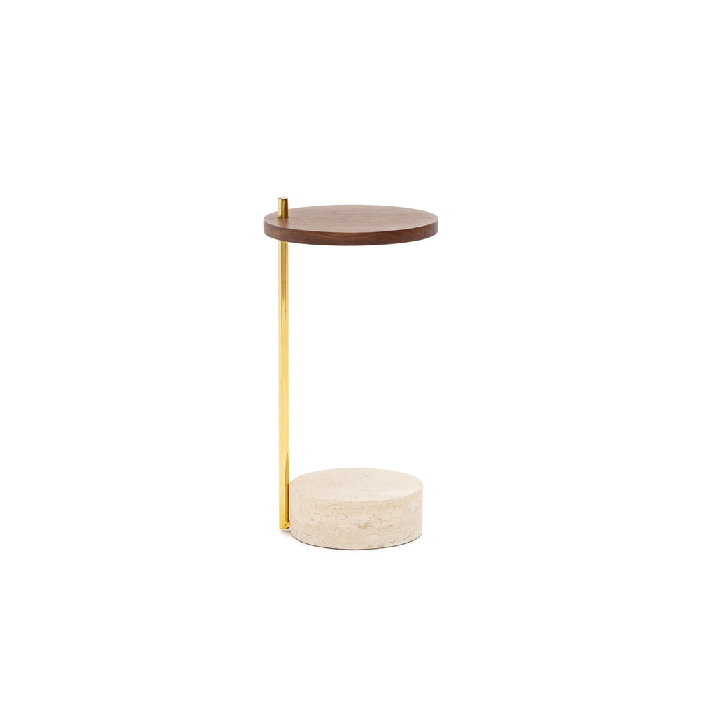 Society Side Table - Walnut & Travertine - Loom Collection