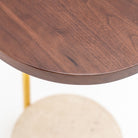 Society Side Table - Walnut & Travertine