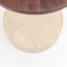Society Side Table - Walnut & Travertine