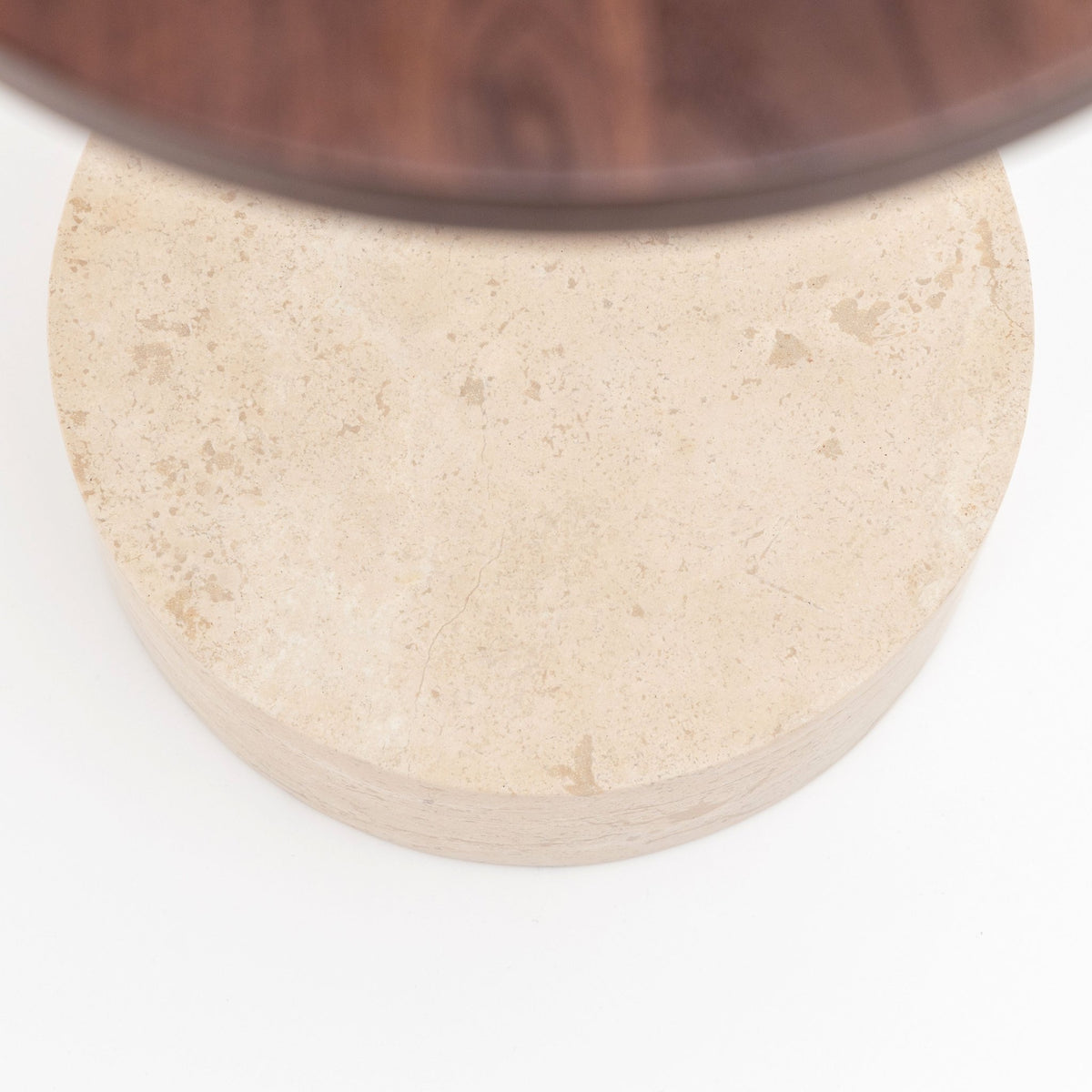 Society Side Table - Walnut & Travertine