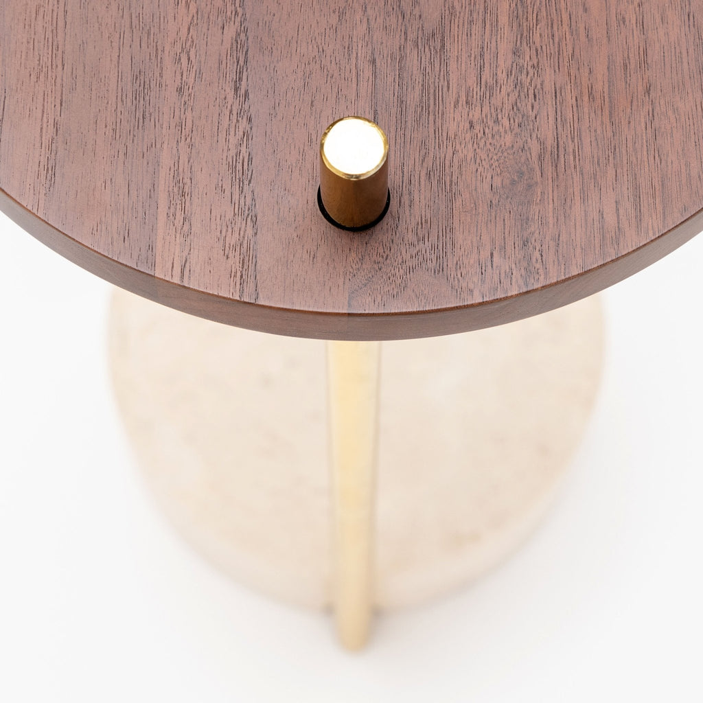 Society Side Table - Walnut & Travertine - Loom Collection