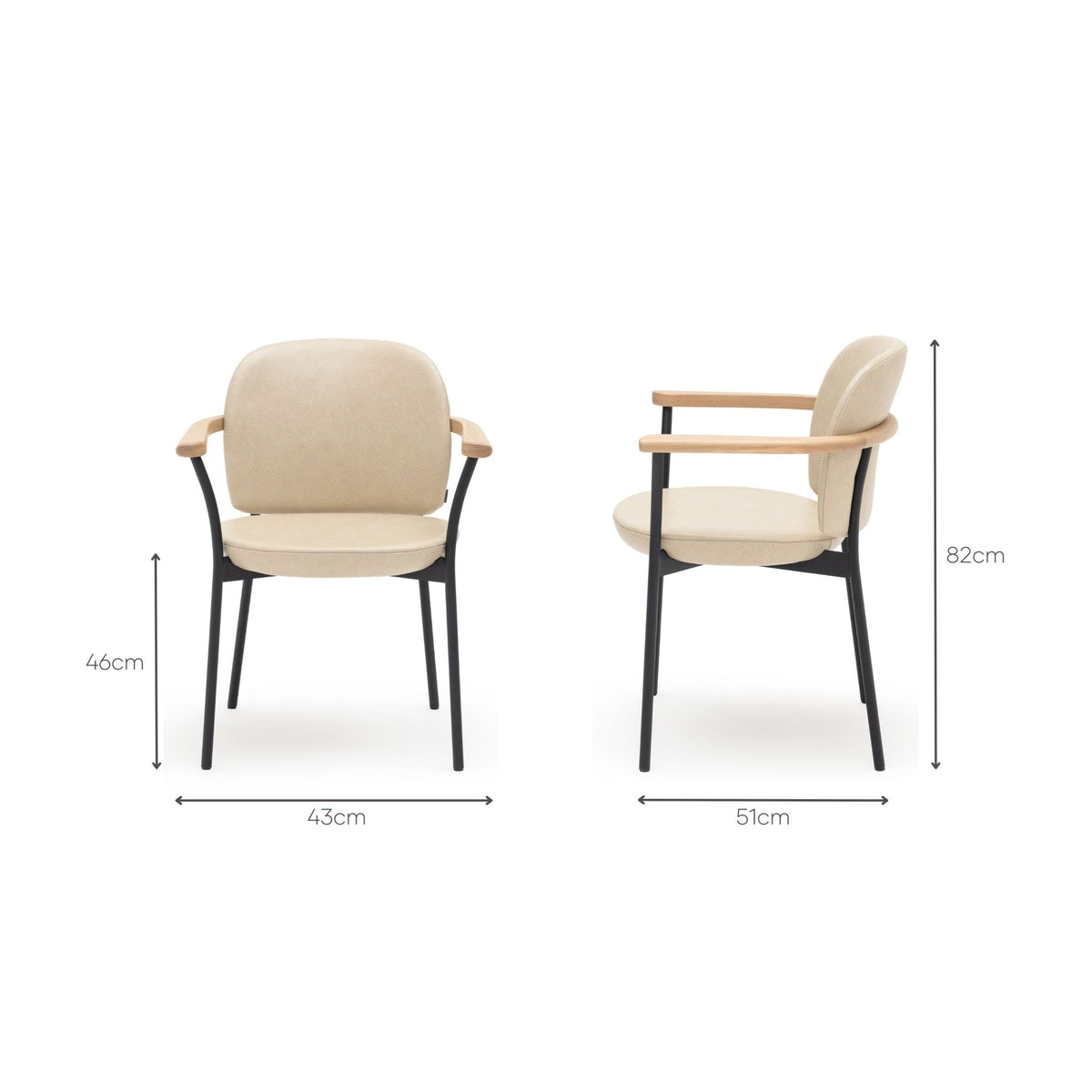 Solace Armchair - Blonde Oak & Limestone Leather - Dining Chairs Natadora Loom Collection Dubai