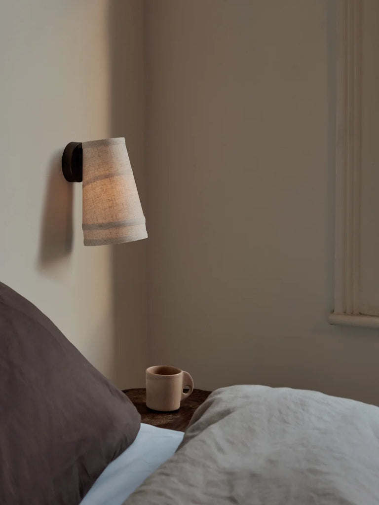 Solara - Bronze And Layered Natural Linen Wall Light - Wall Lights Lights&Lamps Loom Collection Dubai