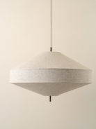 Solara - Large Dark Bronze And Layered Natural Linen Pendant