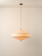 Solara - Large Dark Bronze And Layered Natural Linen Pendant