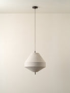 Solara - Medium Dark Bronze And Layered Natural Linen Pendant