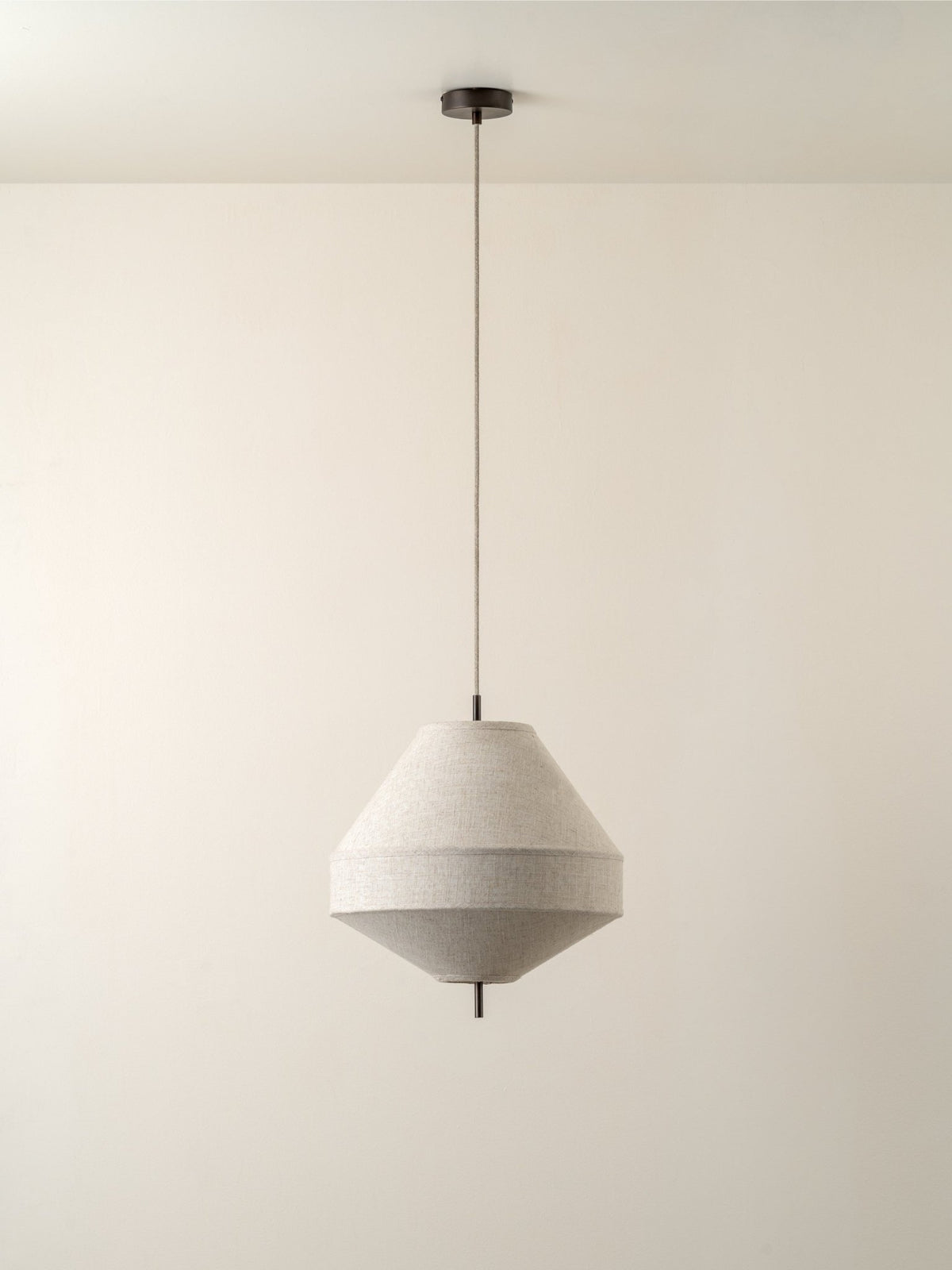 Solara - Medium Dark Bronze And Layered Natural Linen Pendant