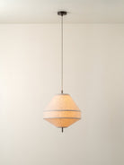 Solara - Medium Dark Bronze And Layered Natural Linen Pendant