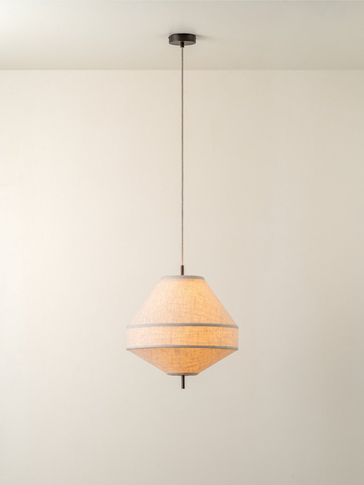 Solara - Medium Dark Bronze And Layered Natural Linen Pendant