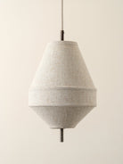 Solara - Small Dark Bronze And Layered Natural Linen Pendant