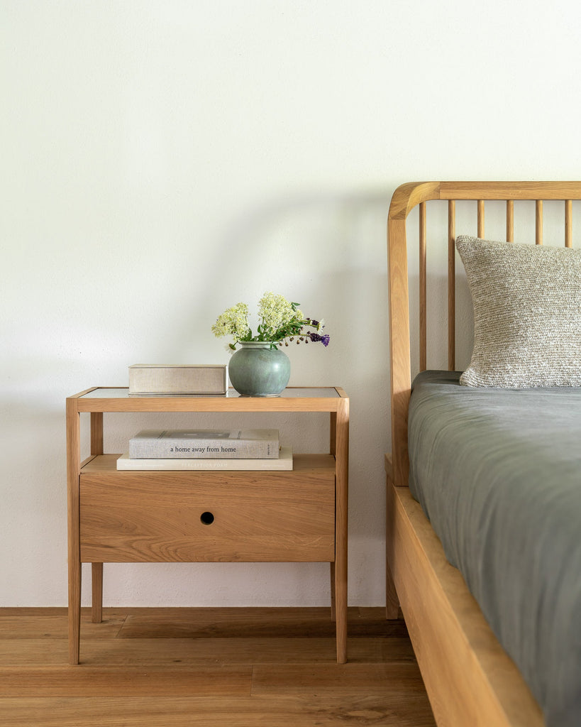 Spindle Bedside Table - Oak - 1 Drawer - Loom Collection