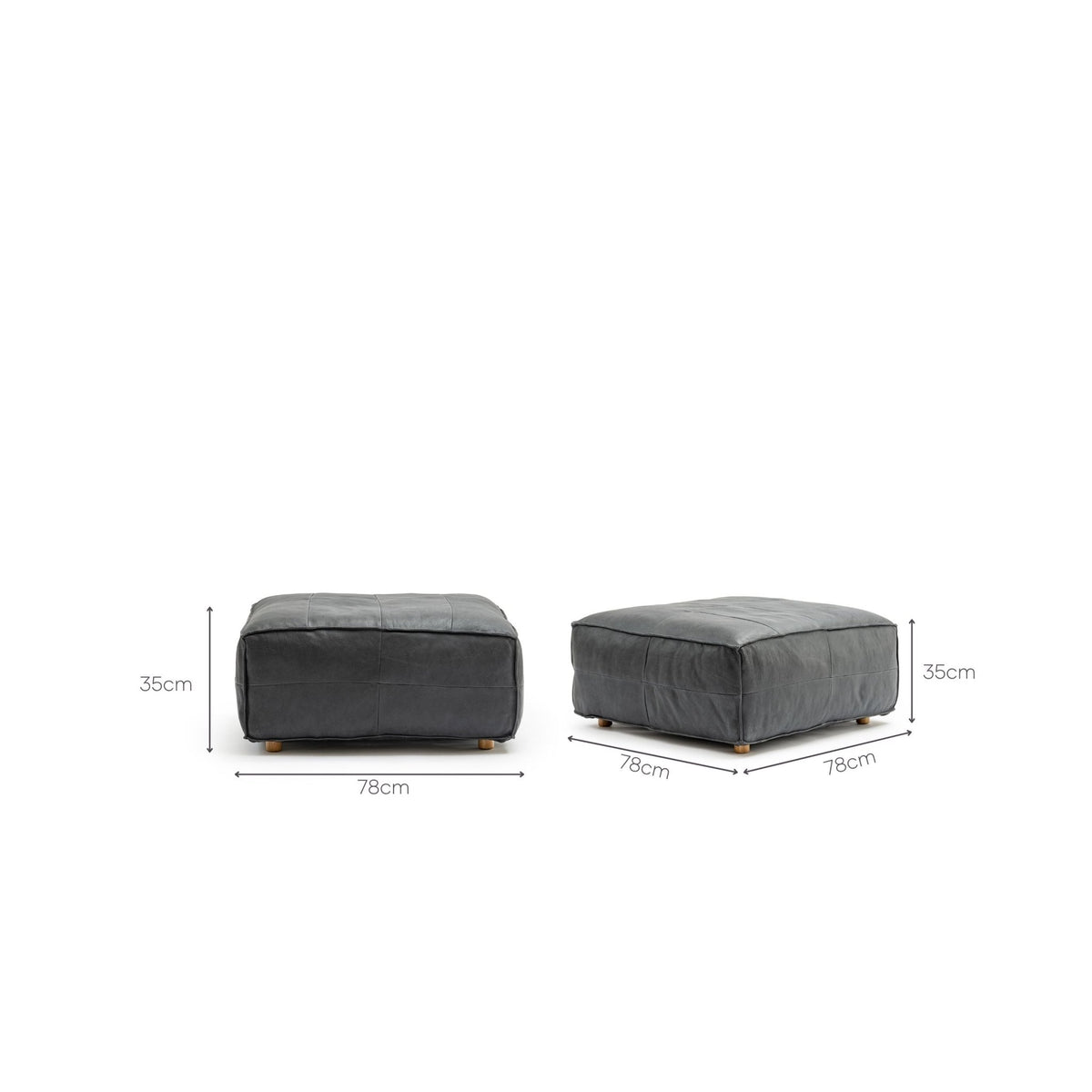 Tanbo Stool - Charcoal Leather - Ottomans Tolv Loom Collection Dubai