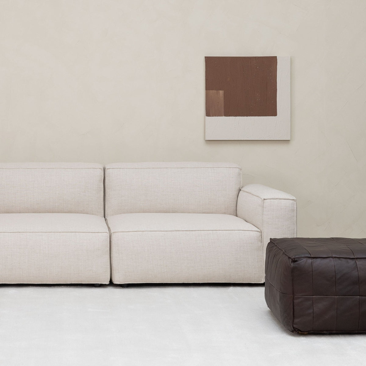 Tanbo Stool - Charcoal Leather - Ottomans Tolv Loom Collection Dubai