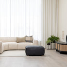 Tanbo Stool - Charcoal Leather - Ottomans Tolv Loom Collection Dubai