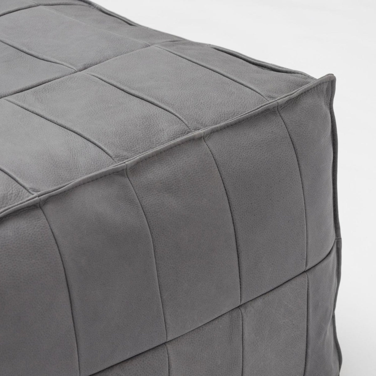 Tanbo Stool - Charcoal Leather - Ottomans Tolv Loom Collection Dubai