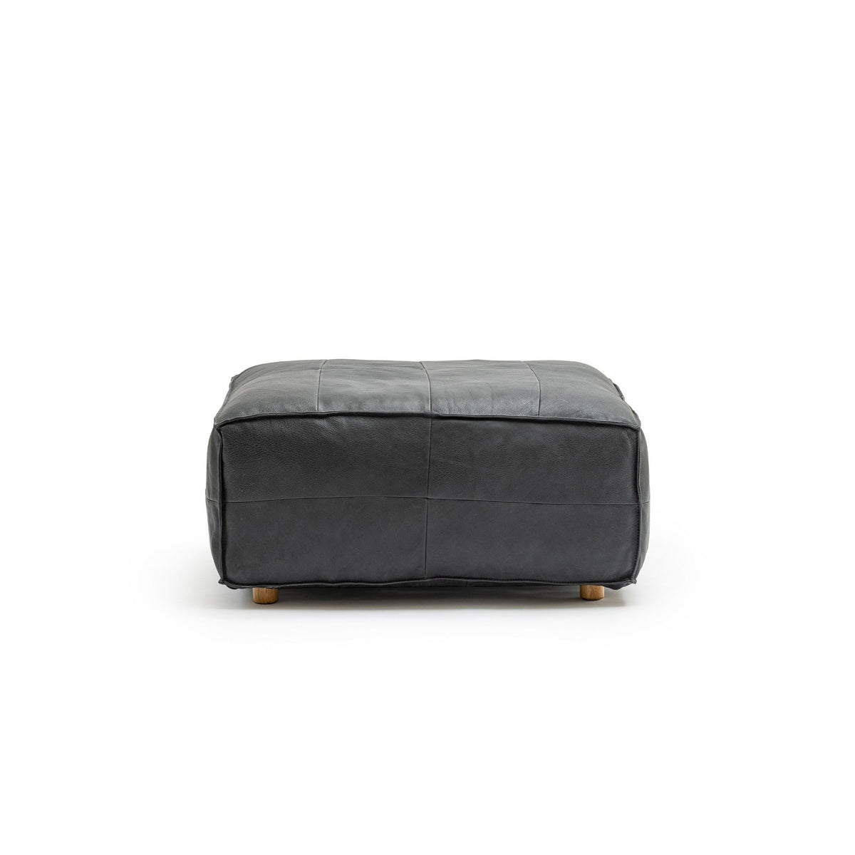 Tanbo Stool - Charcoal Leather - Ottomans Tolv Loom Collection Dubai
