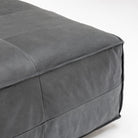 Tanbo Stool - Charcoal Leather - Ottomans Tolv Loom Collection Dubai