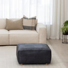 Tanbo Stool - Charcoal Leather - Ottomans Tolv Loom Collection Dubai