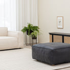 Tanbo Stool - Charcoal Leather - Ottomans Tolv Loom Collection Dubai