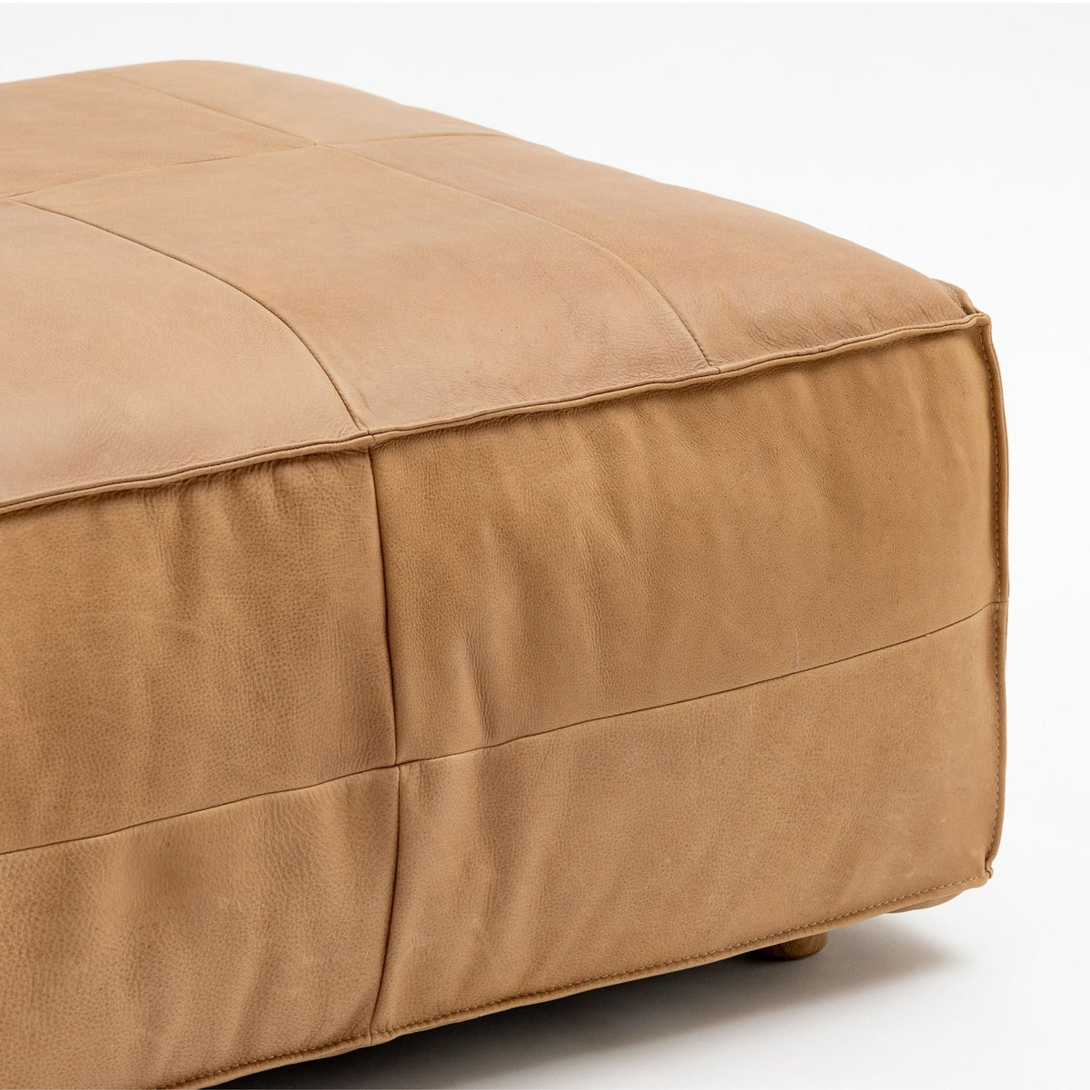 Tanbo Stool - Pecan Leather - Ottomans Tolv Loom Collection Dubai