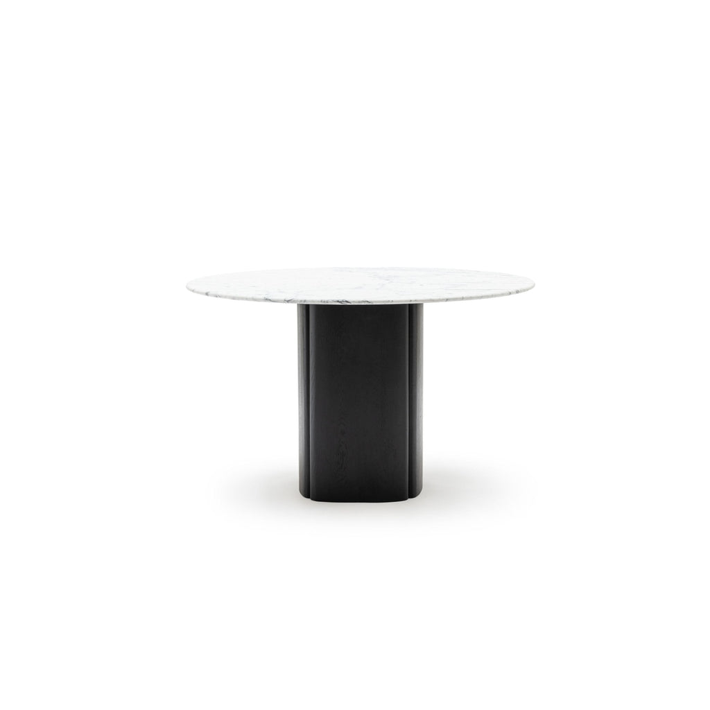 Tathra 125 Table - Black Oak & Bianca Carrara - Round Dining Tables Tolv Loom Collection Dubai
