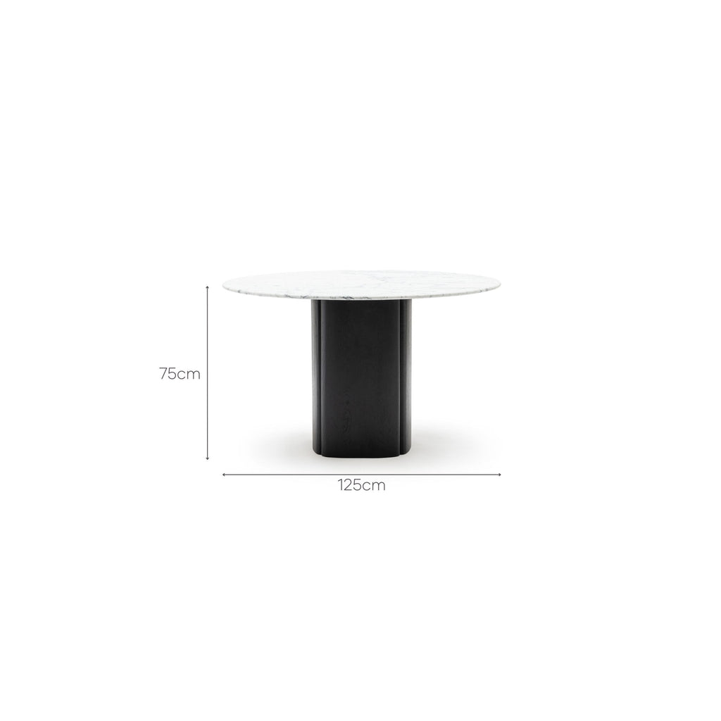 Tathra 125 Table - Black Oak & Bianca Carrara - Round Dining Tables Tolv Loom Collection Dubai