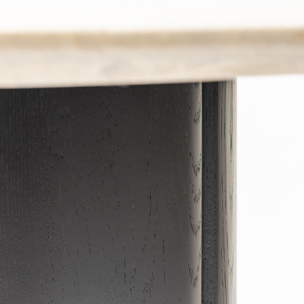 Tathra 125 Table - Black Oak & Travertine - Round Dining Tables Tolv Loom Collection Dubai