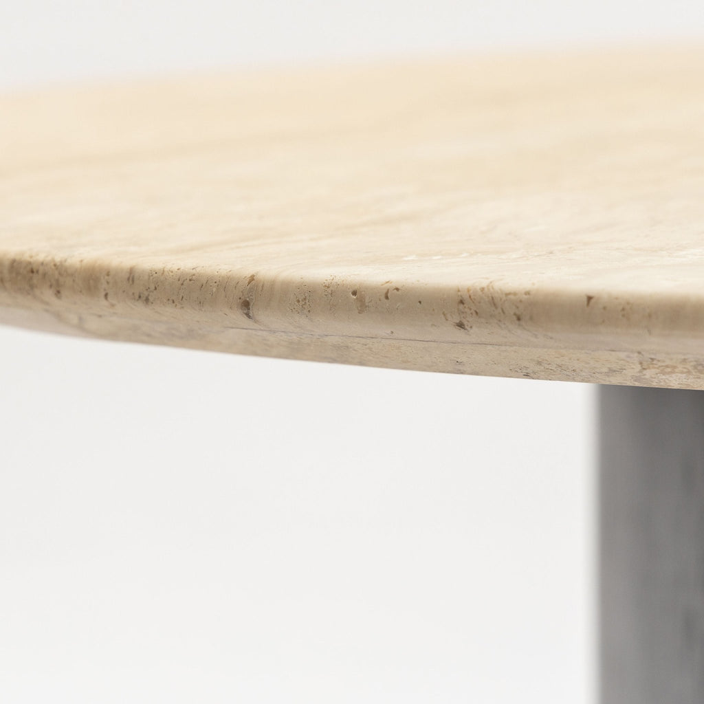 Tathra 125 Table - Black Oak & Travertine - Round Dining Tables Tolv Loom Collection Dubai