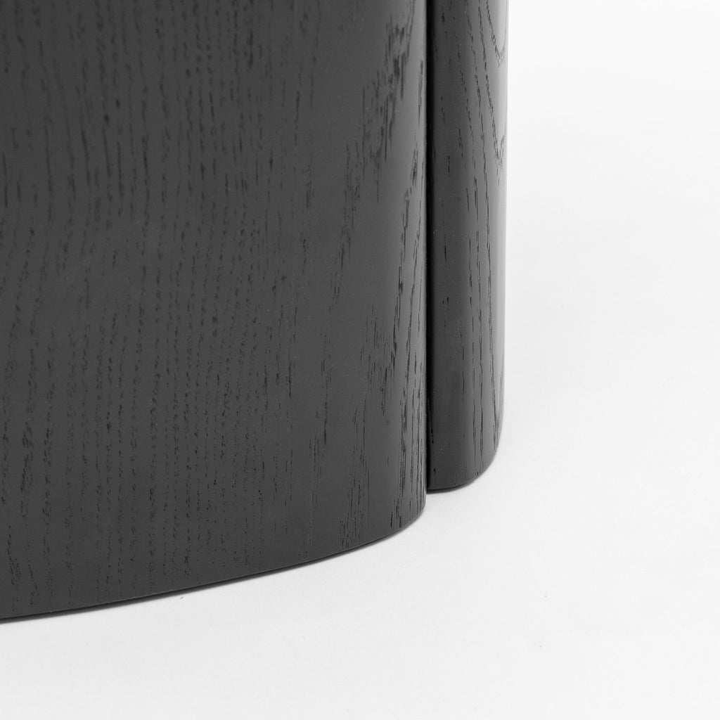 Tathra 125 Table - Black Oak & Travertine - Round Dining Tables Tolv Loom Collection Dubai