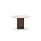 Tathra 125 Table - Espresso Oak & Travertine - Dining Tables Tolv Loom Collection Dubai