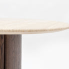 Tathra 125 Table - Espresso Oak & Travertine - Dining Tables Tolv Loom Collection Dubai