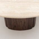 Tathra 125 Table - Espresso Oak & Travertine - Dining Tables Tolv Loom Collection Dubai