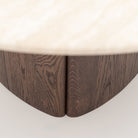 Tathra 125 Table - Espresso Oak & Travertine - Dining Tables Tolv Loom Collection Dubai