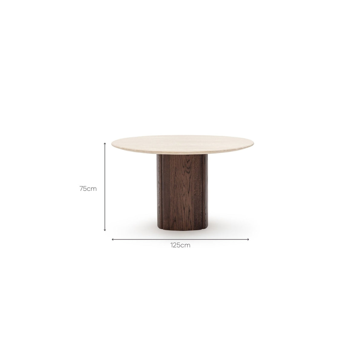Tathra 125 Table - Espresso Oak & Travertine - Dining Tables Tolv Loom Collection Dubai
