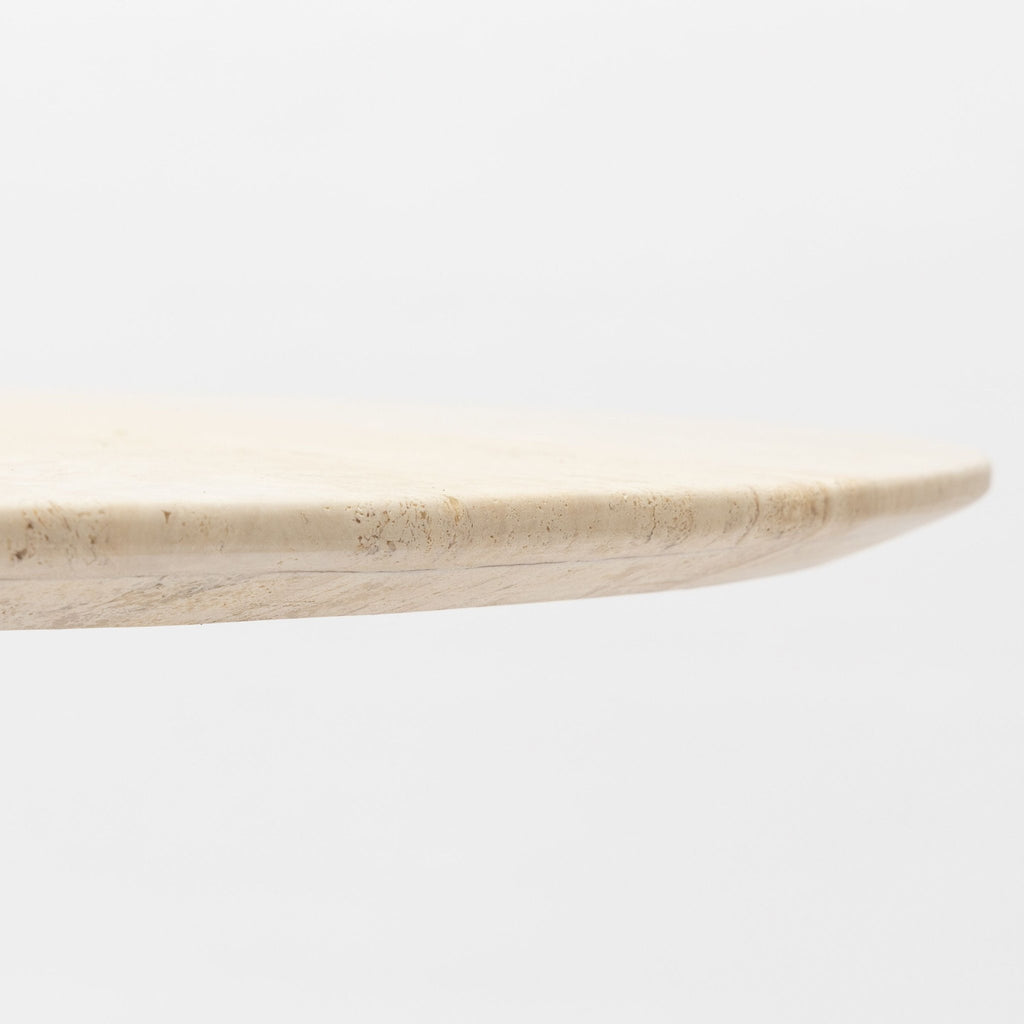 Tathra 125 Table - Light Oak & Travertine - Round Dining Tables Tolv Loom Collection Dubai