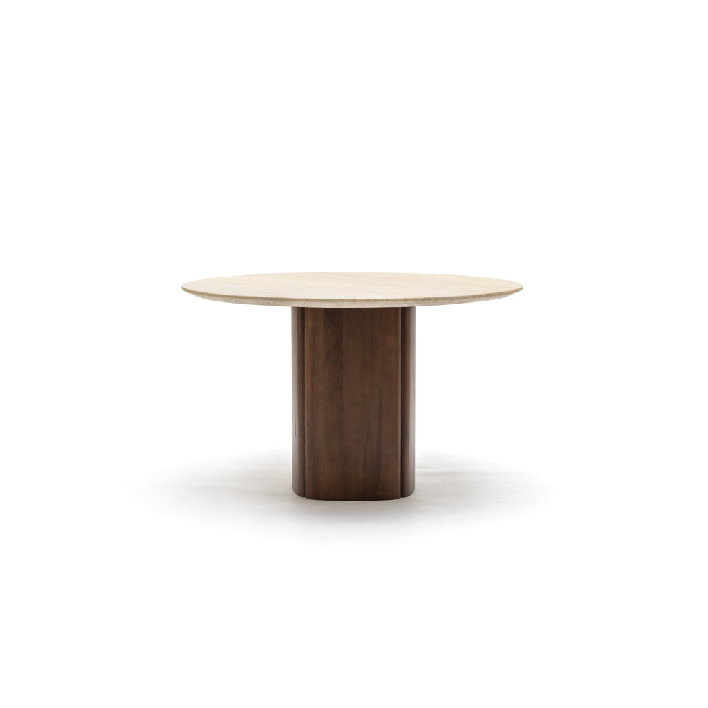 Tathra 125 Table - Smoked Oak & Travertine - Loom Collection