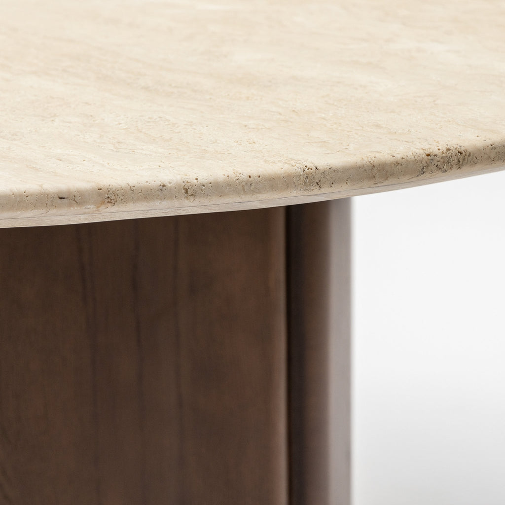 Tathra 125 Table - Smoked Oak & Travertine - Loom Collection