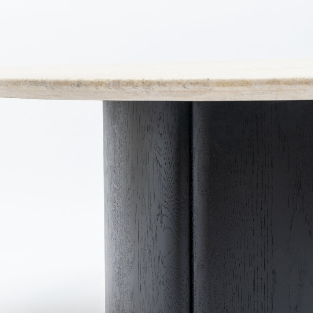 Tathra 155 Table - Black Oak & Travertine