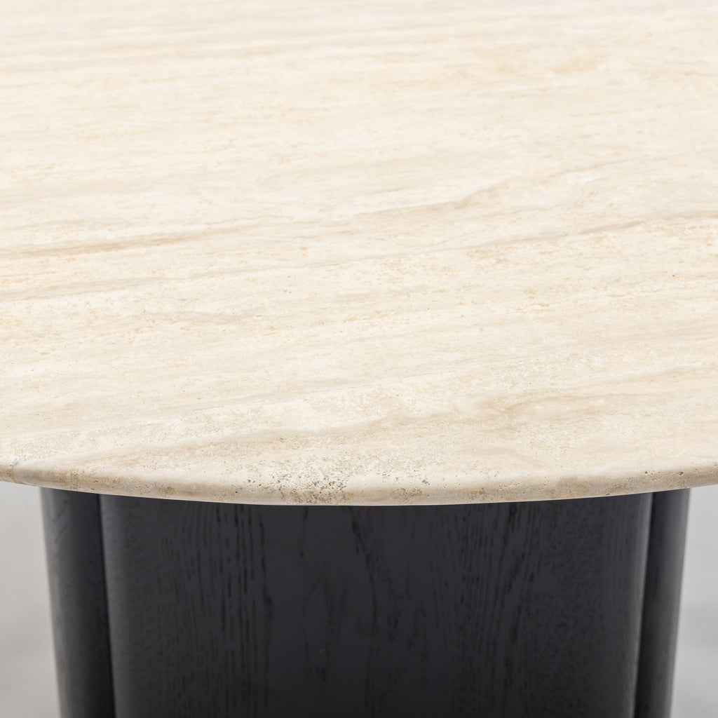 Tathra 155 Table - Black Oak & Travertine