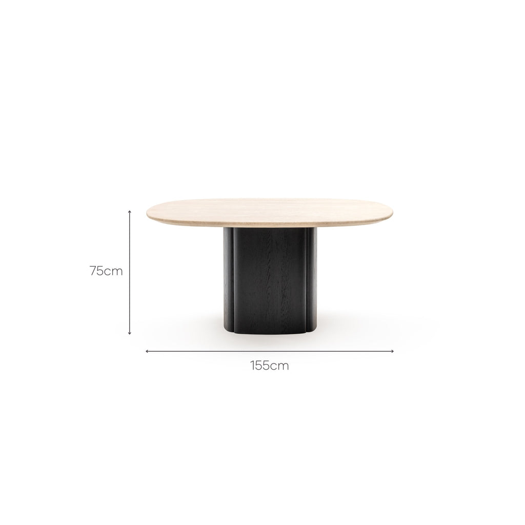 Tathra 155 Table - Black Oak & Travertine - Loom Collection