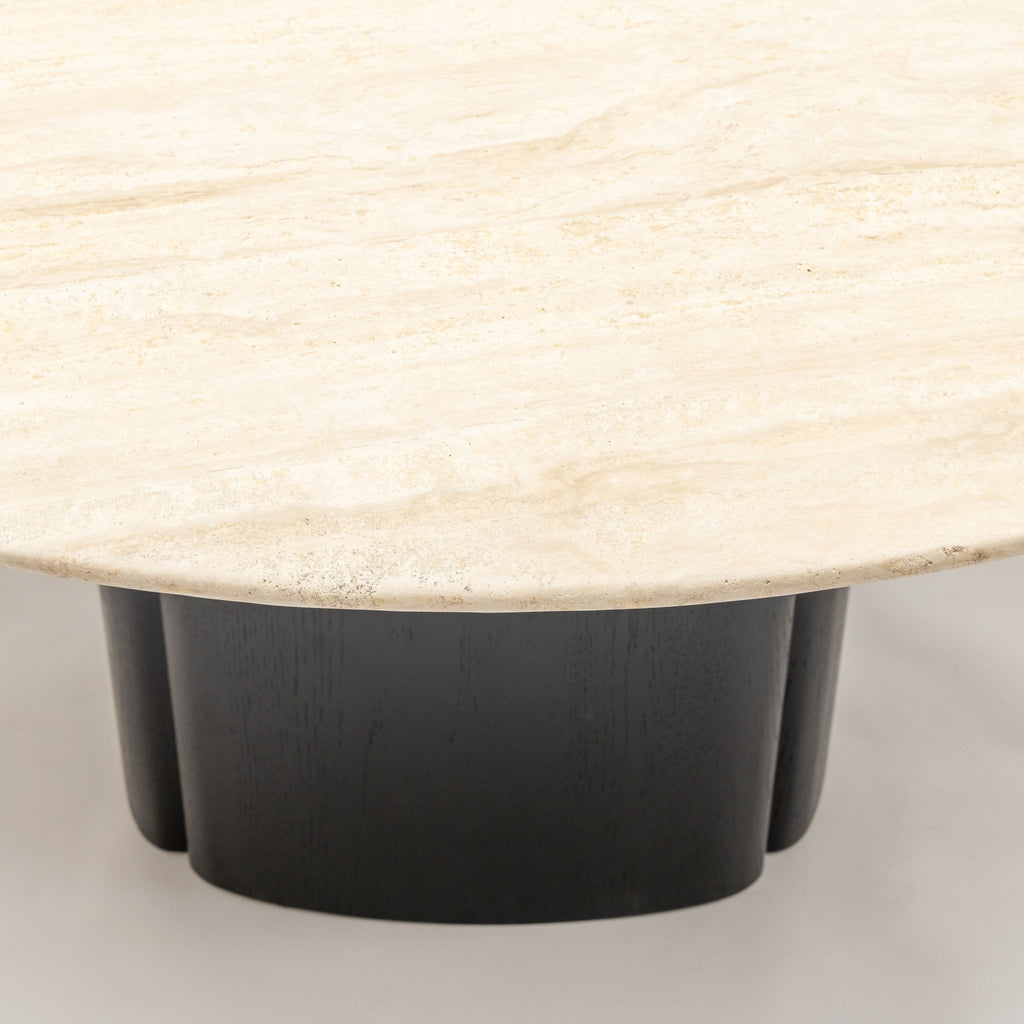 Tathra 155 Table - Black Oak & Travertine