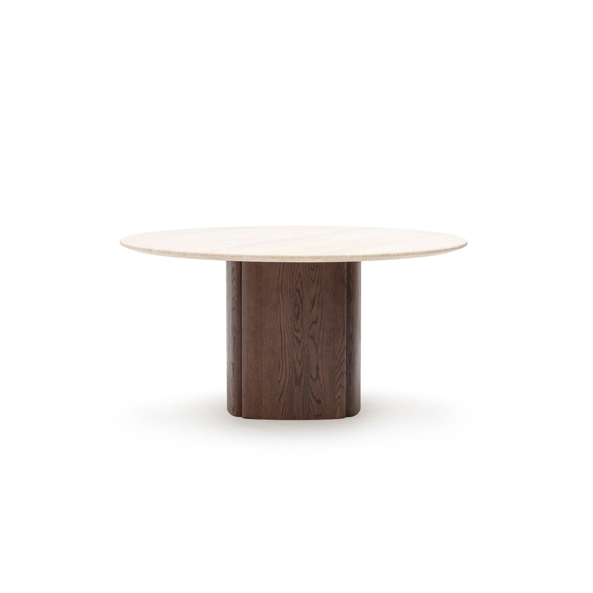 Tathra 155 Table - Espresso Oak & Travertine - Dining Tables Tolv Loom Collection Dubai
